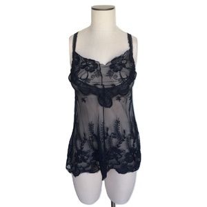 NWT Chandelier Floral Lace Sheer Babydoll Tank Top